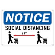 SIGNMISSION Coronavirus Sign, Social Distancing, 7in X 5in Decal, 5" H, 7" W, Social Distancing OS-NS-D-57-255962